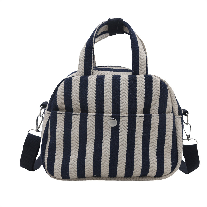 Zipper shell bag, single crossbody bag, casual bag for office ladies, portable striped Korean-style small cloth bag, single-shoulder bag Item Picture