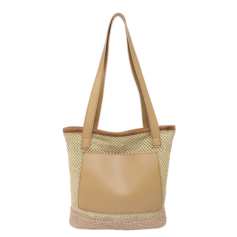 Beach vacation bag for women, 2025 new style, trendy and fashionable woven single-shoulder bag, large capacity tote bag, straw woven bag Item Picture