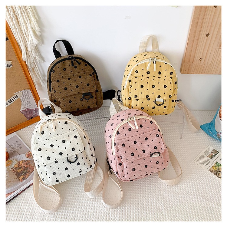 Wholesale of 2024 new large-capacity, fashionable, simple and personalized student travel mini backpacks with corduroy full figure
