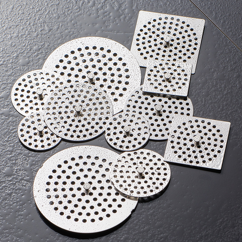 Round floor drain cover, stainless steel floor drain cover, hotel bathroom filter screen, anti-hair, sewer with handle full figure