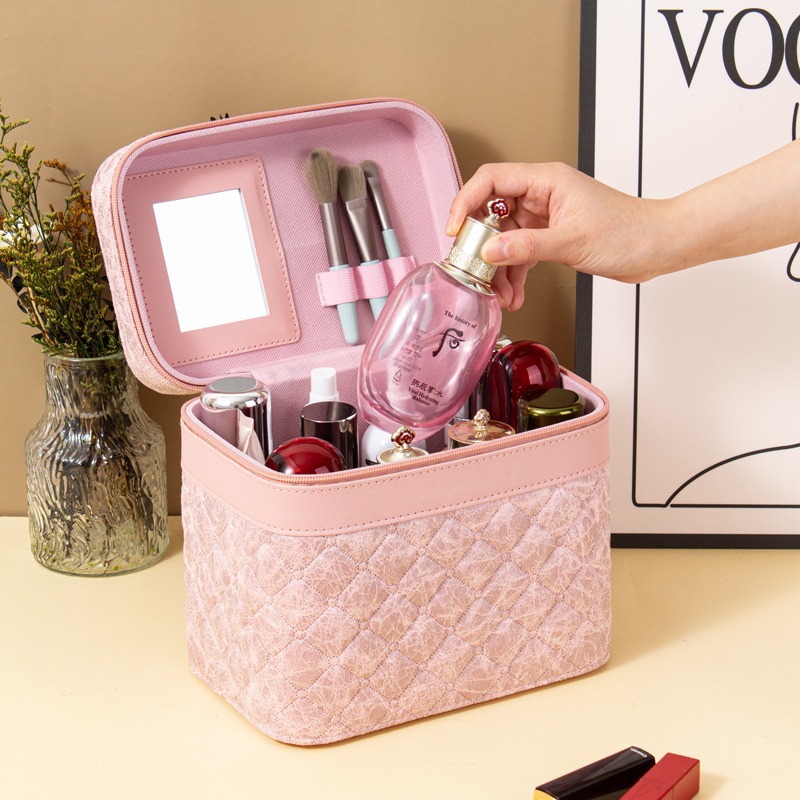 New portable travel makeup bag, large-capacity makeup box, skin care products, desktop storage box, souvenir box, suitcase full figure