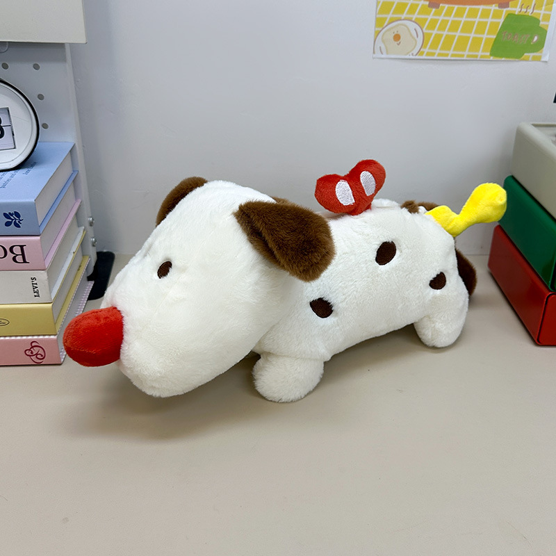 The new plush toy single-shoulder bag for the autumn and winter of 2024 features a dog color-blocking and patchwork personalized cartoon crossbody bag full figure