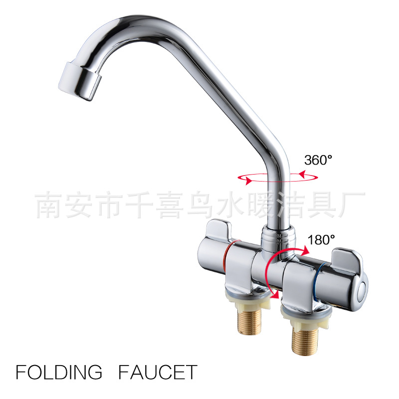 Factory direct sales of double-hole double-handle RV faucets, towable RV kitchen sink faucets Item Picture