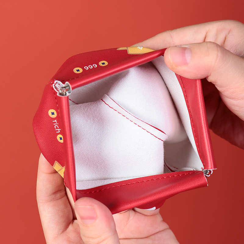New Year's blessing bag, lucky and auspicious Chinese trend storage bag, lipstick, mirror, sparkling powder, touch-up, loose change, cartoon and cute storage details Picture