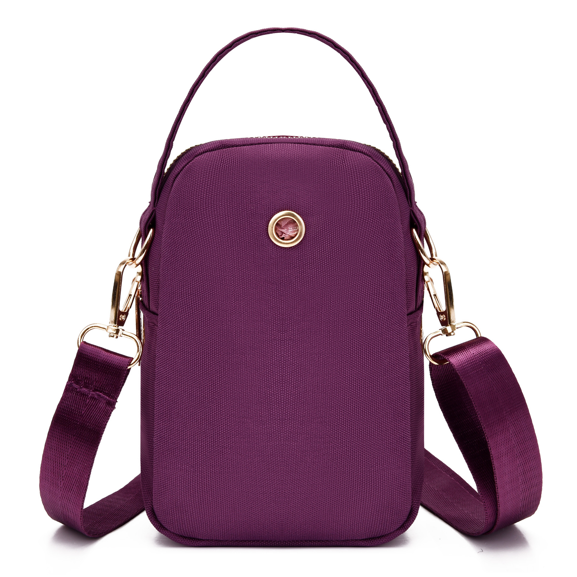 New fashionable crossbody small bag, women's mini handbag, embroidered casual phone case, versatile nylon coin purse Item Picture