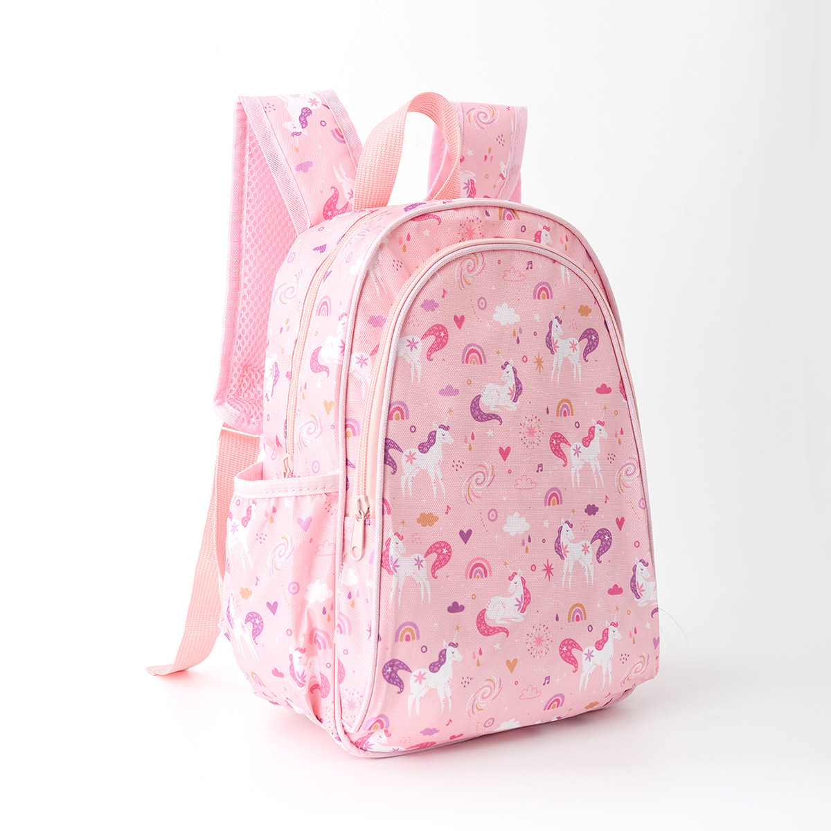 Cross-border zipper cute backpack, simple cartoon print, large-capacity schoolbag and backpack full figure
