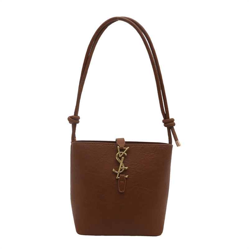 Cross-border women's bag 2024 New retro and fashionable single-shoulder hand-carry bucket bag, high-end and versatile, niche crossbody bag Item Picture