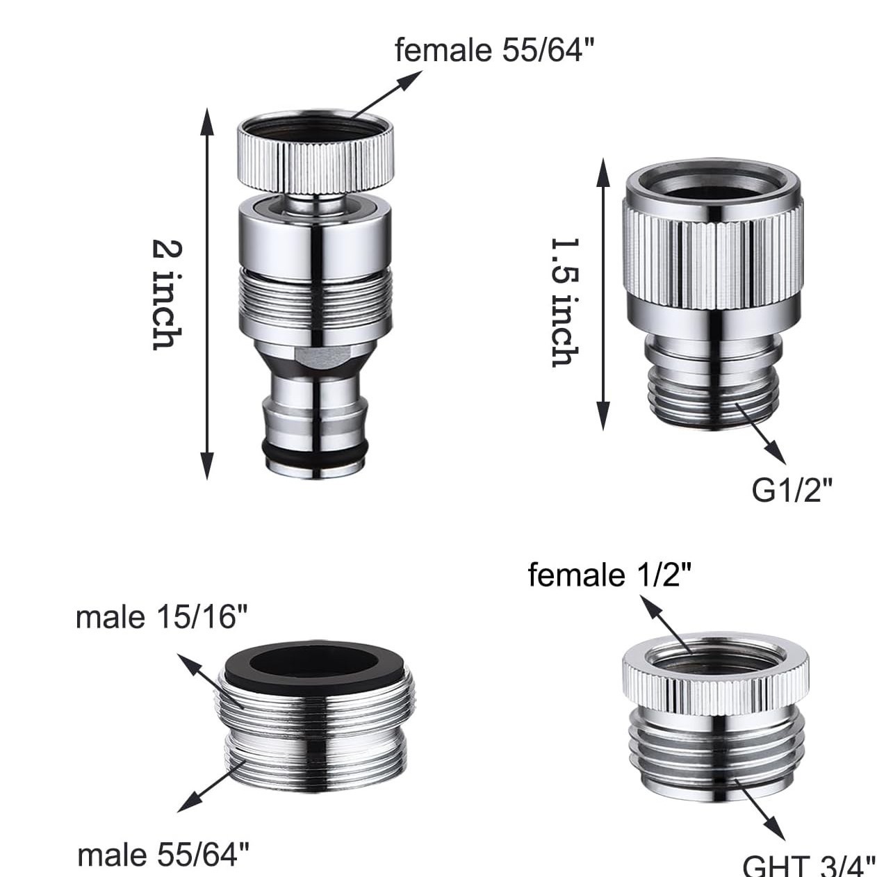 Quick connector adapter, shower garden pipe quick connection, bathroom kitchen faucet adapter quick installation parts Specification drawing