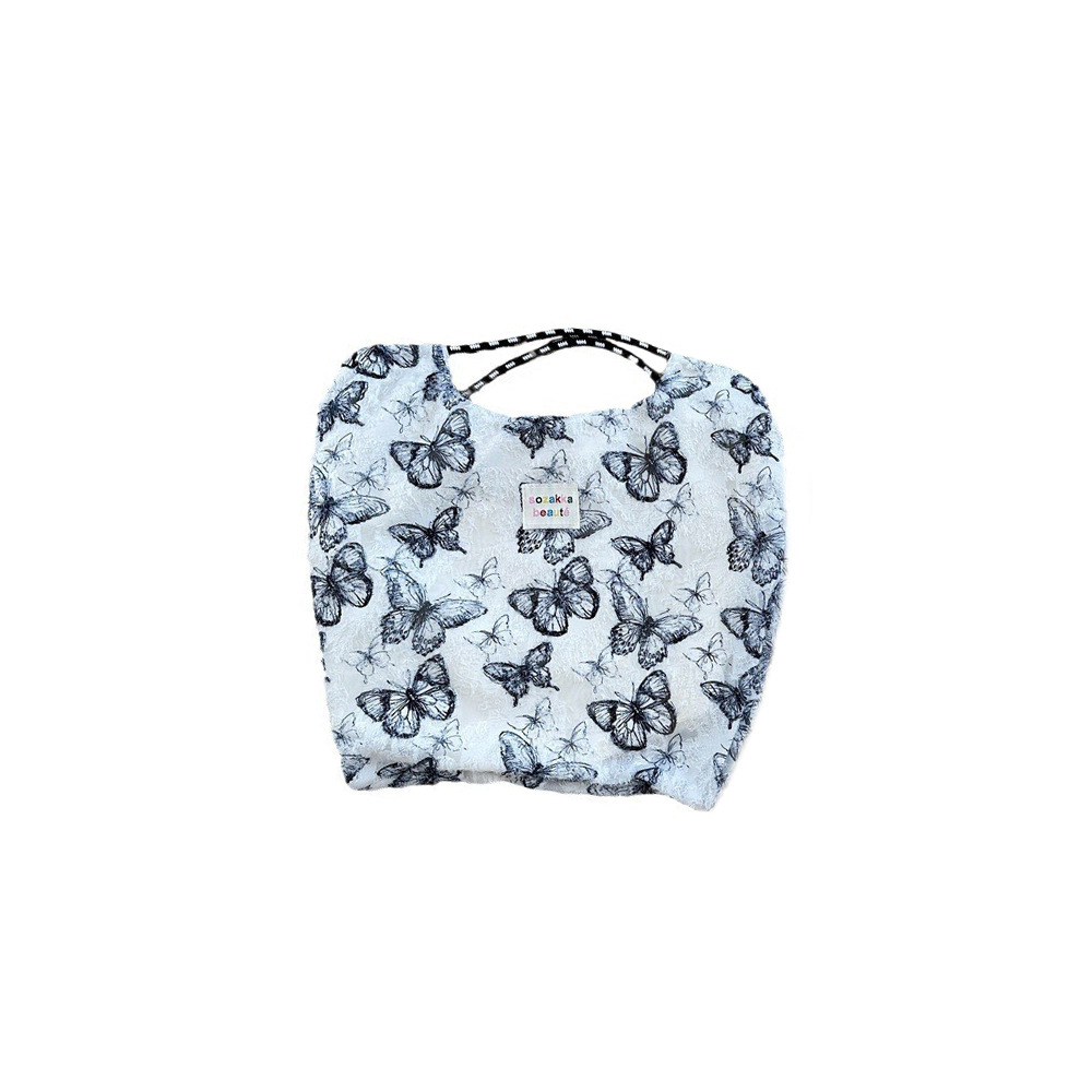44181 ins large-capacity lace butterfly canvas tote bag for commuting to work and organizing miscellaneous items Item Picture
