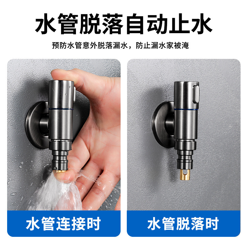 Toilet companion, one-inlet and two-outlet Angle valve, washing machine, all-copper faucet, high-flow water distribution valve, dual-control water stop joint details Picture