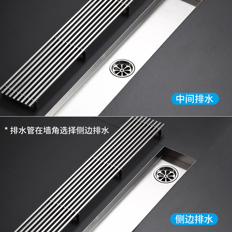 304 stainless steel long strip floor drain, hotel bathroom anti-odor floor drain, DN75 shower room rectangular floor drain Specification drawing