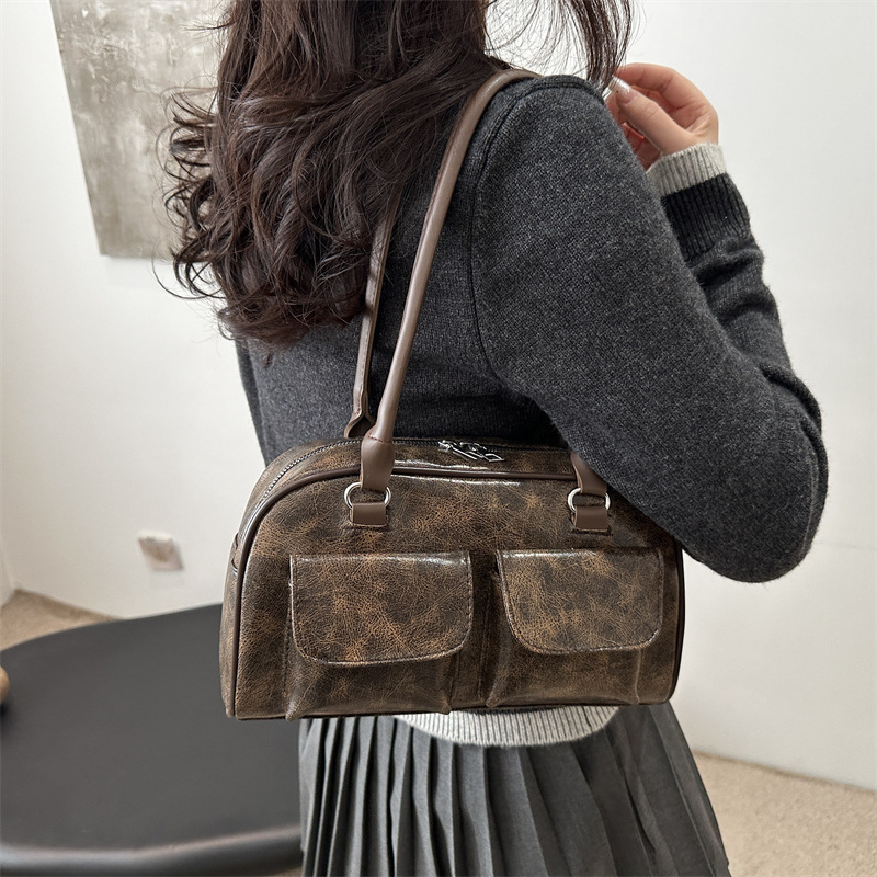Retro underarm bag for women 2025 New large-capacity, retro and simple commuter tote bag, fashionable and casual single-shoulder bag Specification drawing