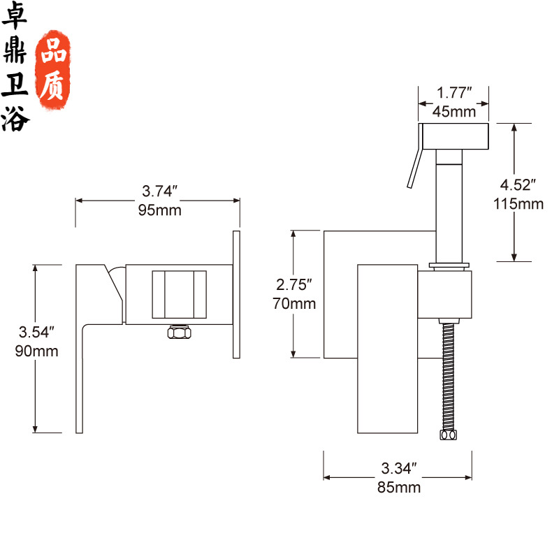 Cross-border wholesale of concealed shower heads, cold and hot all-copper washbasins, spray guns, toilet companions, mixing valves, bathroom shower valves and sets Item Picture