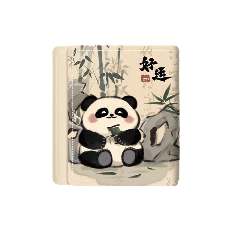 Cute cartoon wallet folding, original Chinese-style panda coin purse, 30% off wallet, new student ins style Item Picture