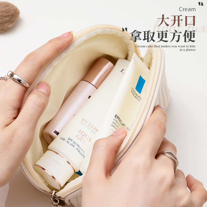Runhui semi-round Cake Makeup Bag, Travel Makeup Bag, Cosmetics Storage Bag, Large capacity Makeup bag, minimum order quantity of one piece Specification drawing