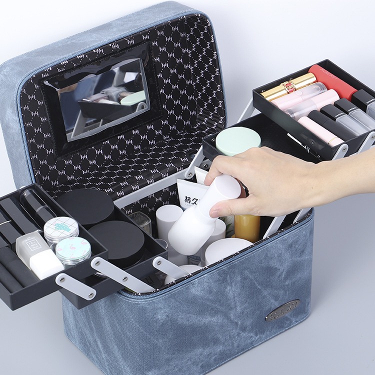 Large-capacity cosmetic bag, internet-famous storage box, portable ins style super popular box, multi-functional multi-layer hand-carry, simple and elegant for women Specification drawing