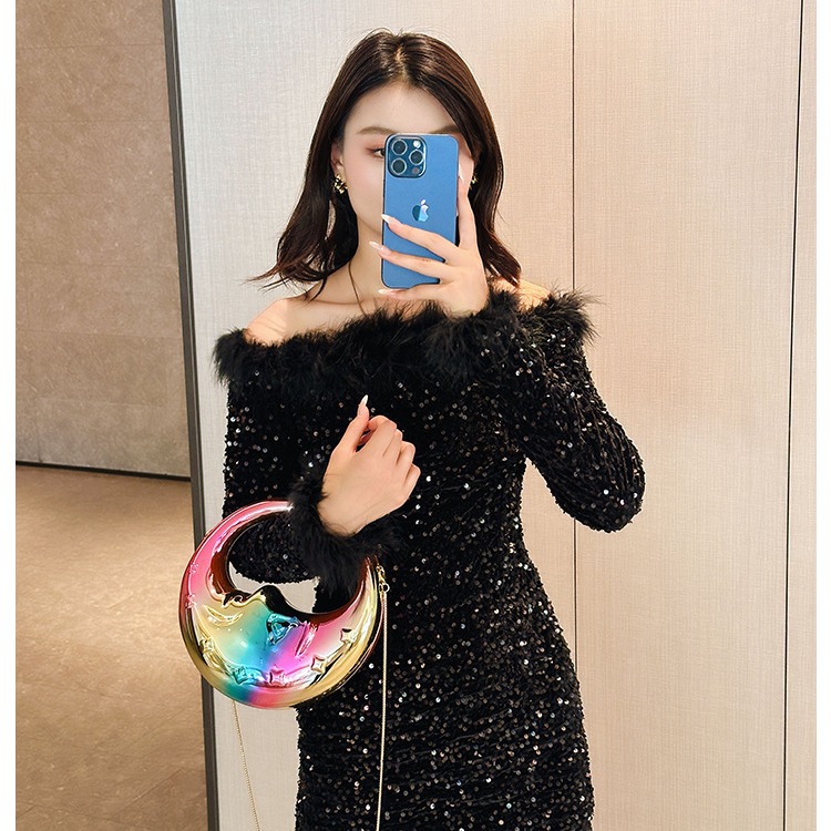A new high-end acrylic bag for cross-border use from Europe and America, a moon-shaped handbag for women, and a unique and creative single-shoulder crossbody bag details Picture