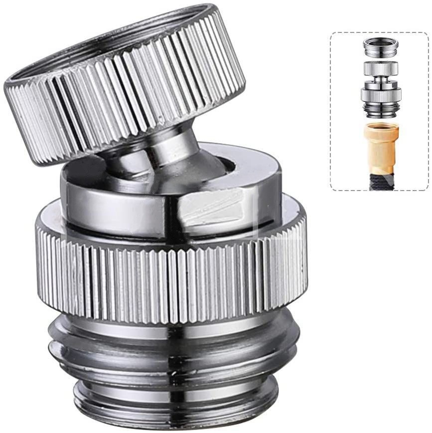 Cross-border US-made 360-degree rotating 3/4GHT chrome-plated garden hose thread faucet adapter kit full figure