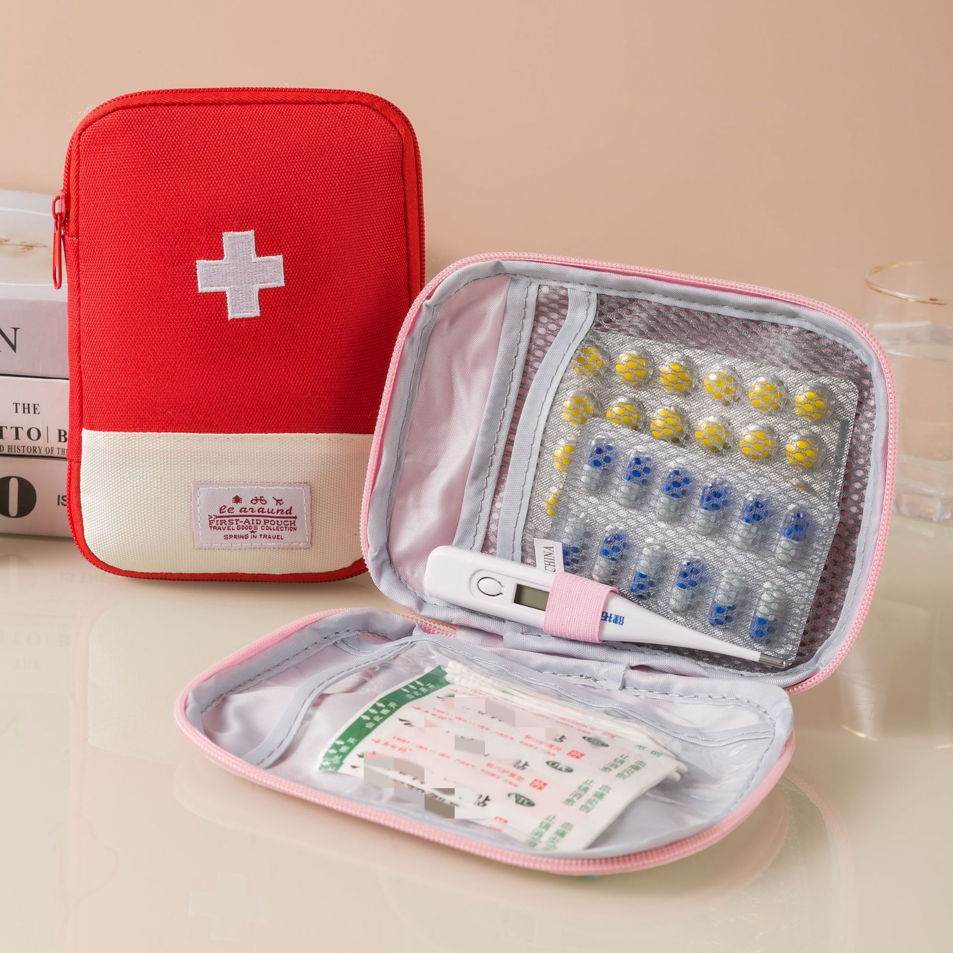 New large-capacity medicine bag, travel portable medical bag, home medicine storage bag set, hand-held outdoor first aid kit Specification drawing