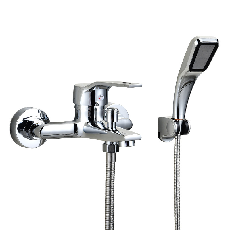 Shower faucet, all-copper mixing valve, shower head, bath set, bathroom bathtub mixing switch, three-in-one cold and hot water faucet Item Picture