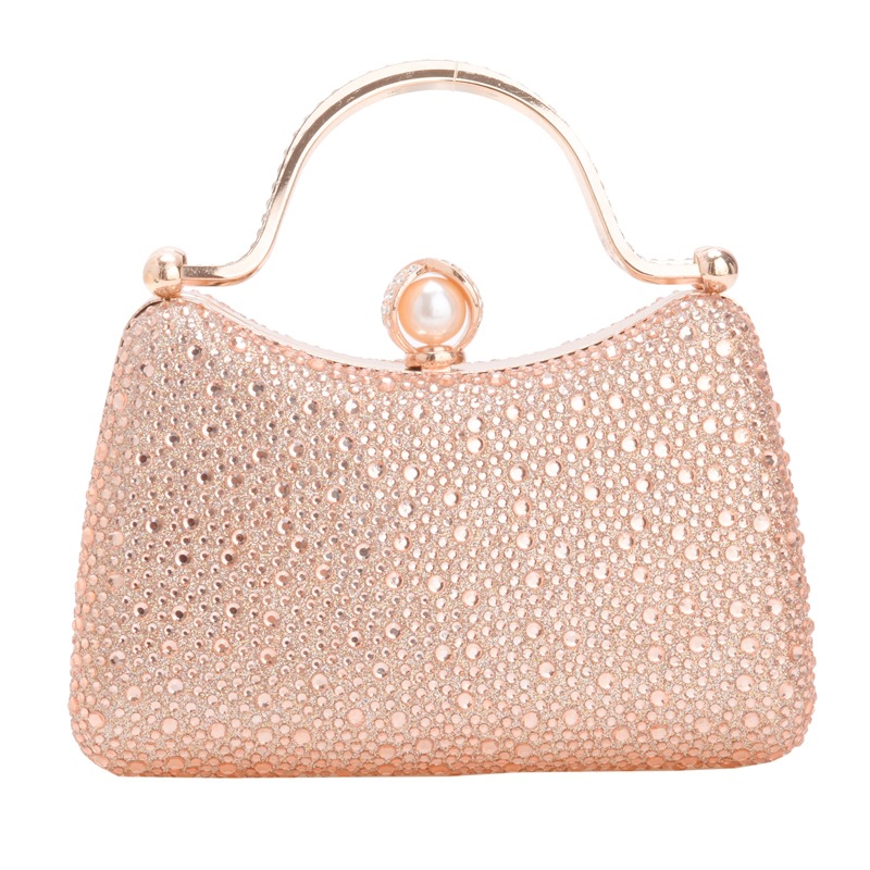 European and American cross-border diamond-encrusted dinner bags, evening wear clutch bags, colorful diamond and pearl handbags, women's banquet dress wrist bags Item Picture