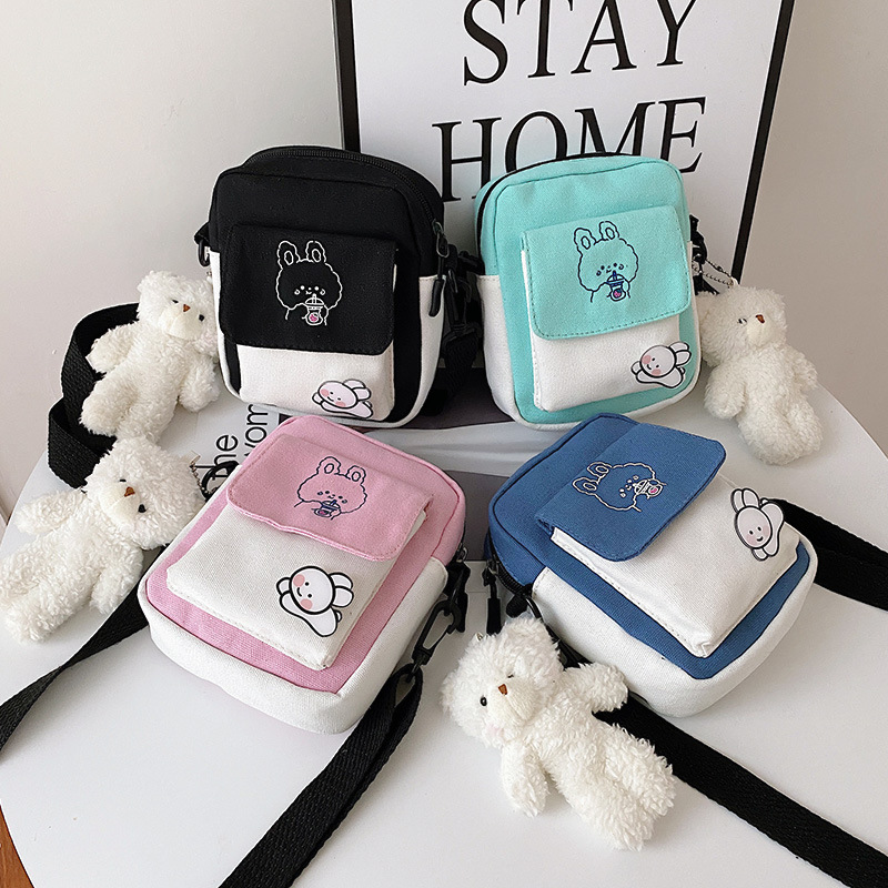 2024 New fresh and sweet girl crossbody bag, student single-shoulder ins fresh canvas bag, small bag for girls full figure