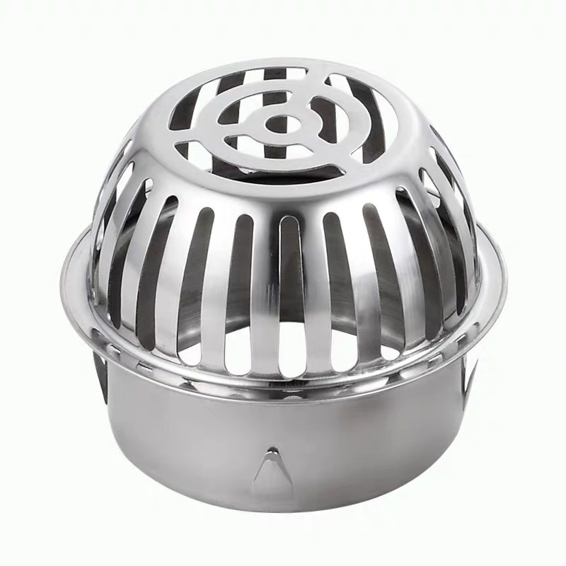 304 stainless steel card-type convex floor drain, rooftop floor drain, anti-clogging, large-capacity circular floor drain, wind shield Item Picture