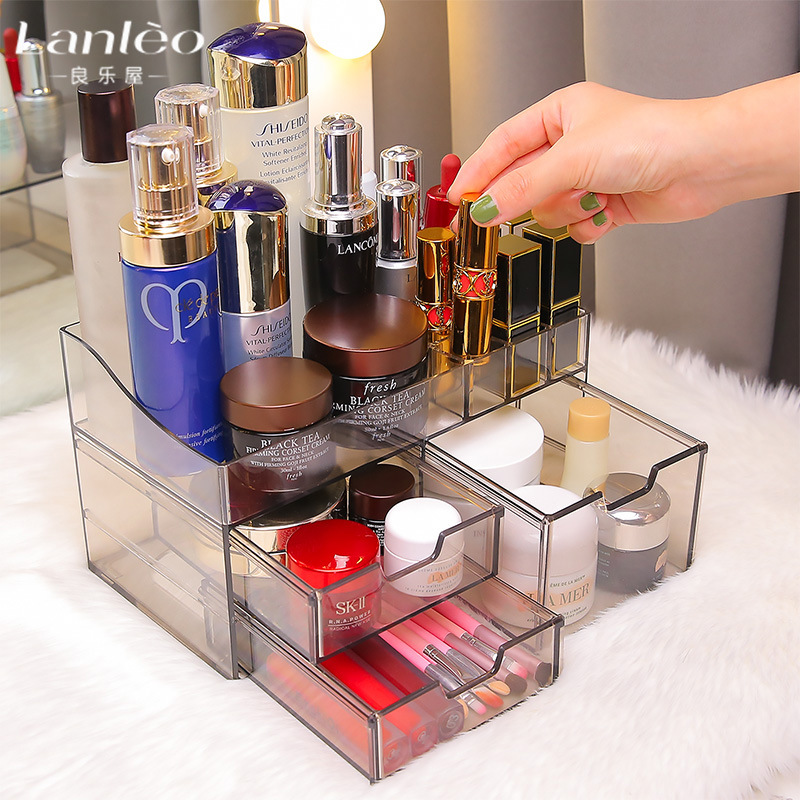 Acrylic cosmetic storage box, transparent and simple jewelry, skin care products, dressing table, desktop shelf, ins style full figure