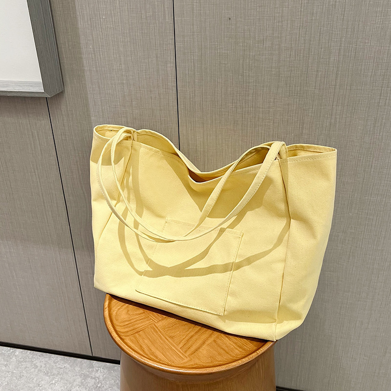 Cross-border casual canvas bag for women, 2024 new trendy and fashionable tote bag, versatile large-capacity bag, shopping bag full figure