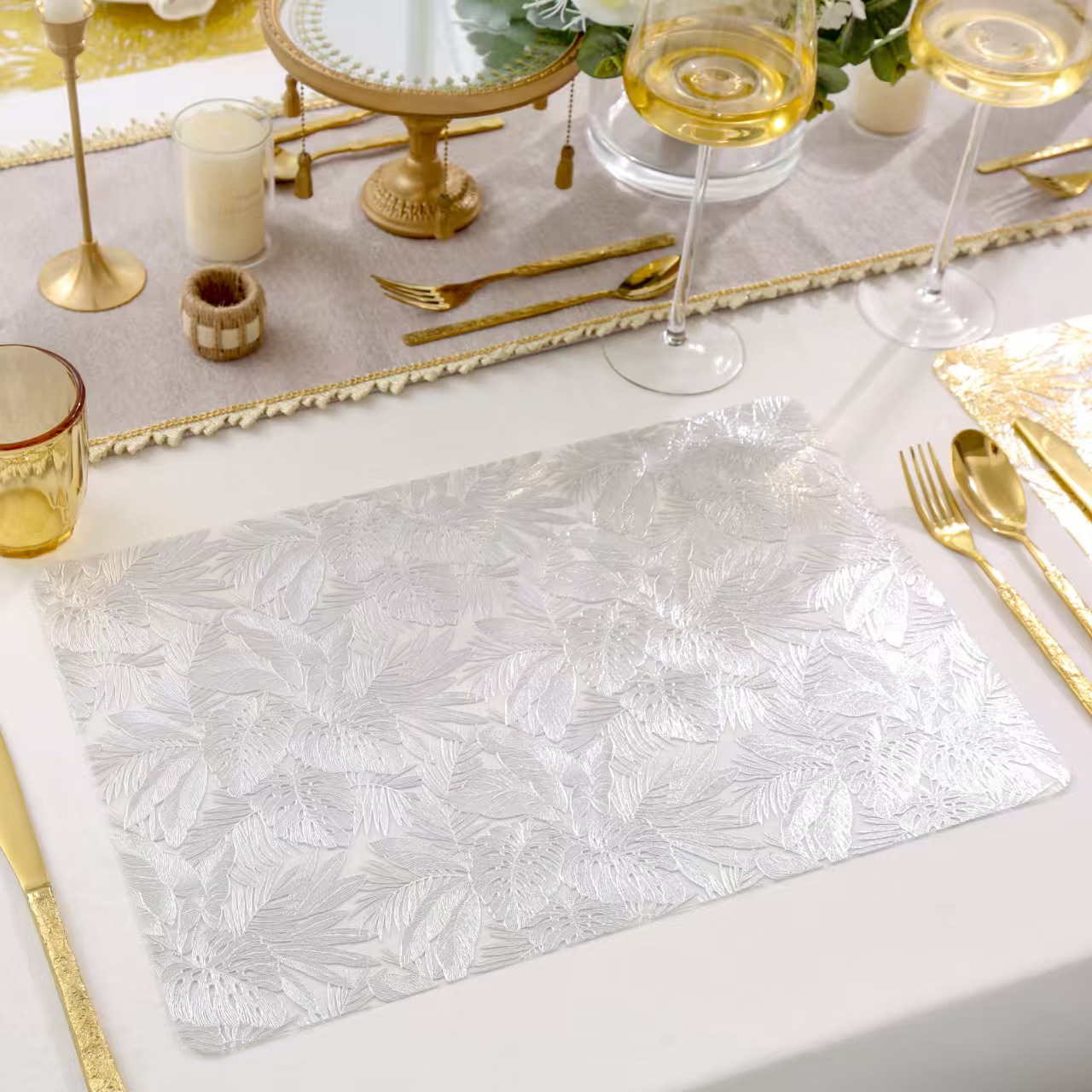 厂家直销椰子树芭蕉叶龟背叶烫金餐垫硬片隔热装饰垫防漏西餐垫 产品图