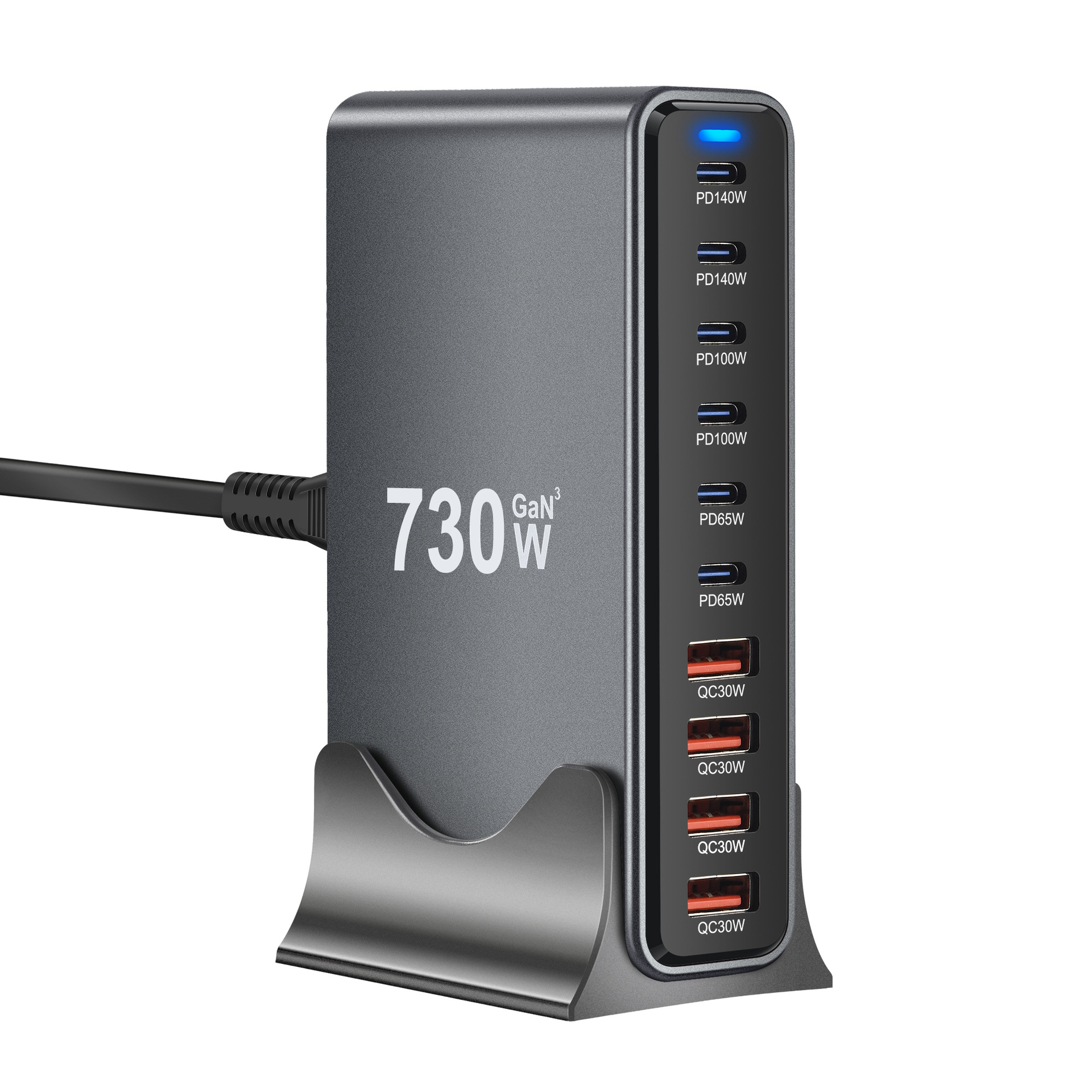 800W gallium nitride PD charger, 765W multi-functional PD desktop charger, 730W cross-border new 10-port charger Application Scenario