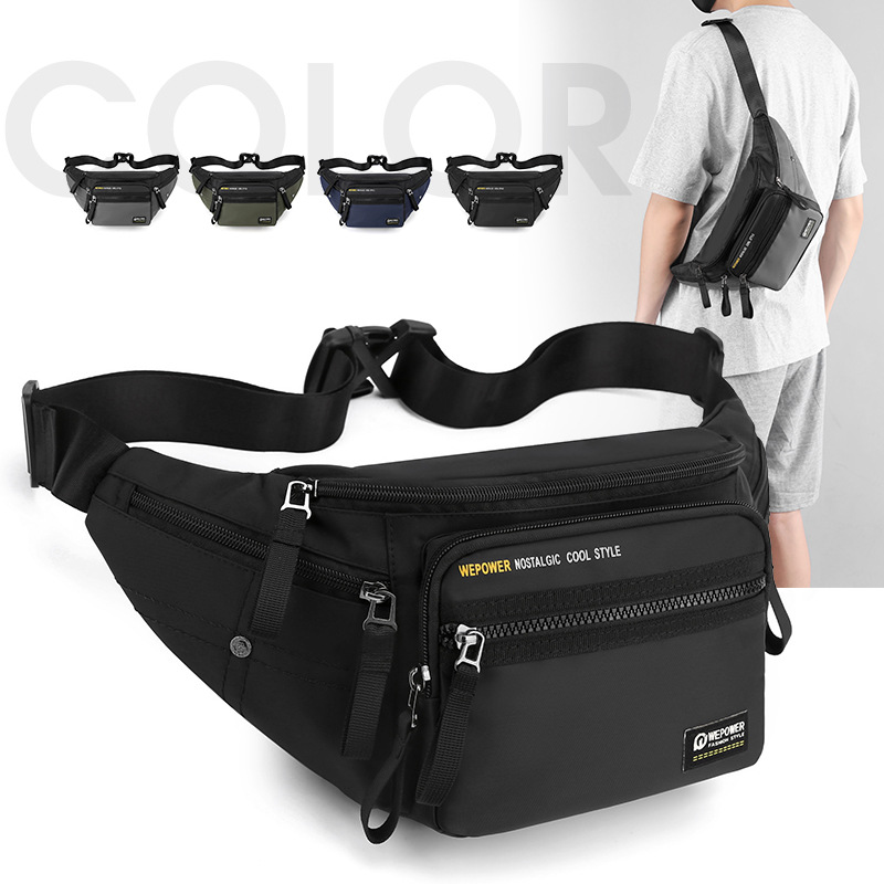Factory wholesale of new chest bags, men's crossbody bags, outdoor running waist bags, multi-functional large-capacity single-shoulder bags, cross-border full figure