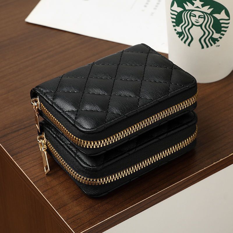 Factory wholesale card case for women, small diamond grid anti-theft, European and American fashion, zipper, multiple slots, anti-demagnetization, large capacity Application Scenario