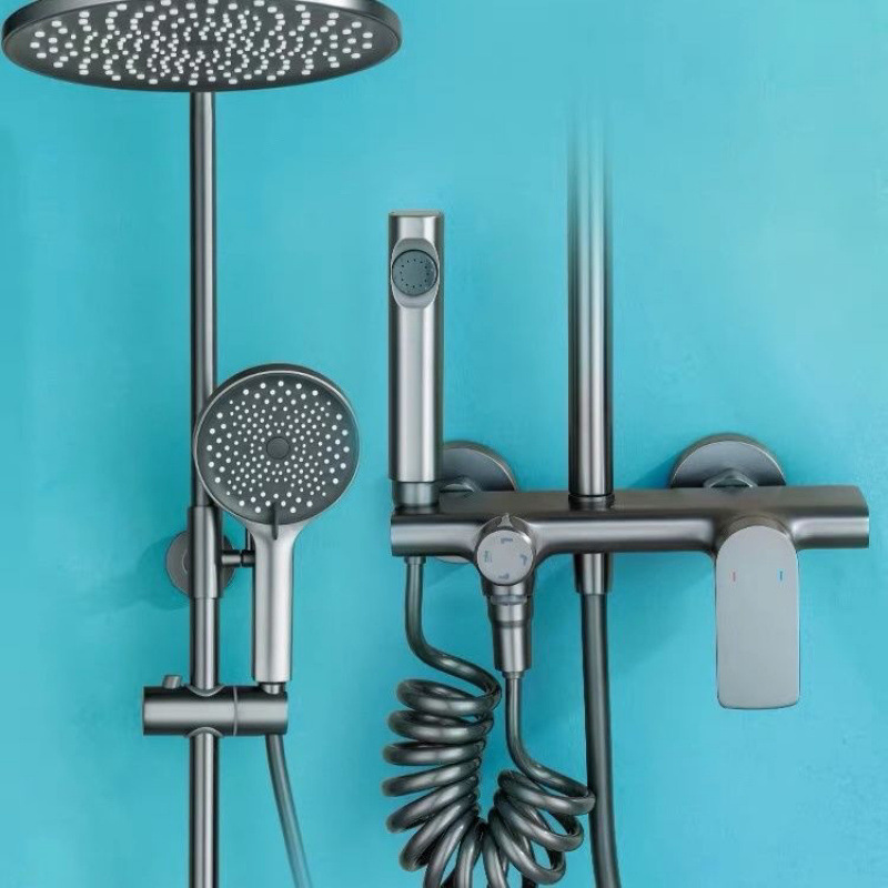 All-copper water-plated brushed household solar water heater, universal household bathroom, pressurized shower head, light luxury details Picture