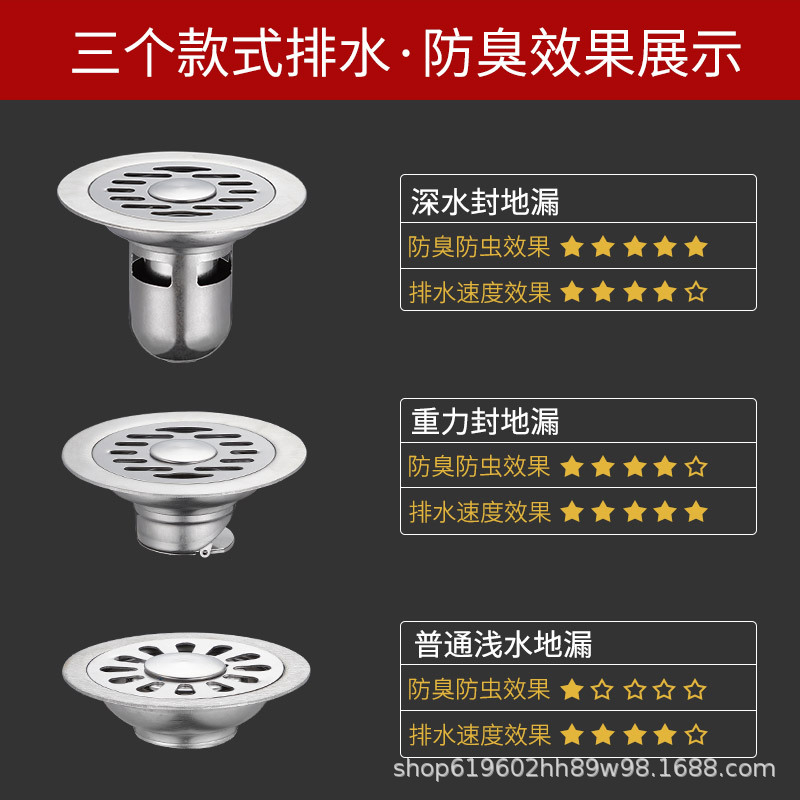 Circular floor drain, old-fashioned toilet anti-odor sewer floor drain cover core, stainless steel washing machine project wholesale, large flow rate Application Scenario
