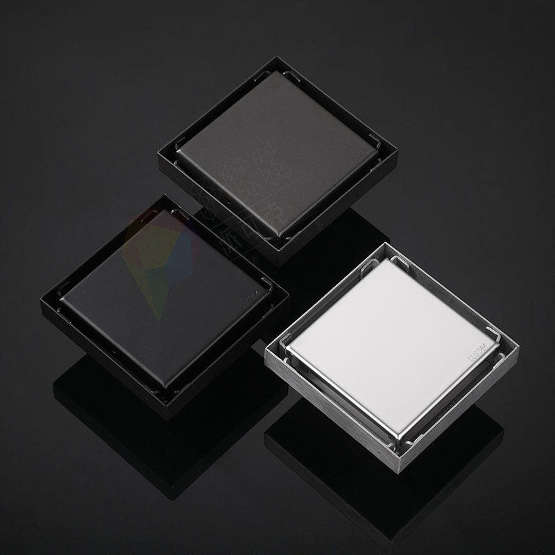 Invisible floor drain, black 304 stainless steel anti-odor hidden floor drain, bathroom hidden floor drain in stock, cross-border full figure