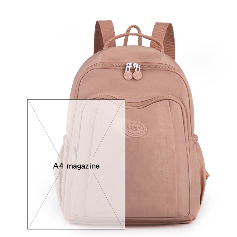Colorful Fox's new large-capacity ladies' backpack, washable nylon fabric macaron-colored student schoolbag Item Picture
