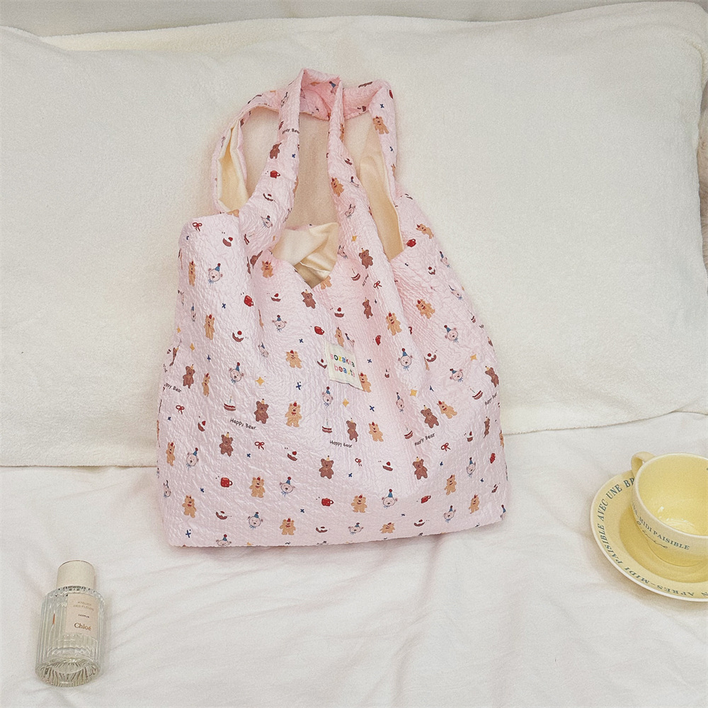 4613 Summer Cartoon embossed canvas Bag, Women's large-capacity vest bag, shopping bag for shopping, student schoolbag Specification drawing
