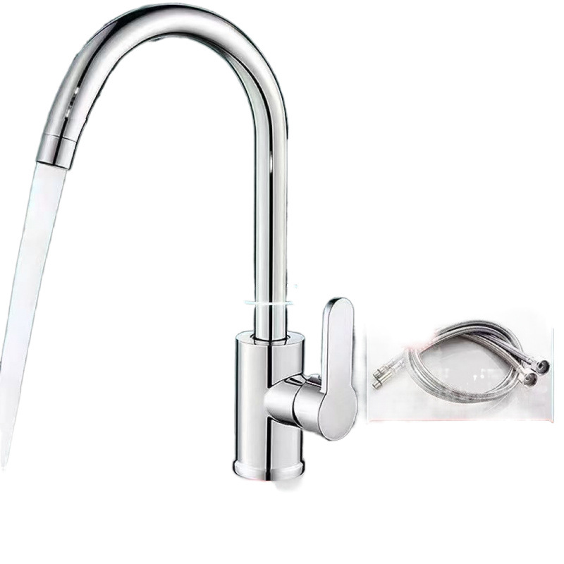 Copper kitchen hot and cold water faucet for washing vegetables, two-in-one rotating sink, household single-cooling stainless steel cross-border Item Picture