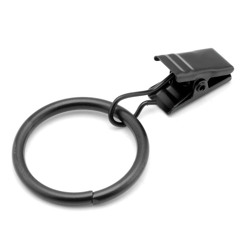 Cross-border sales of electrophoretic black curtain clips, pure black Roman rod rings, black curtain accessory hooks full figure