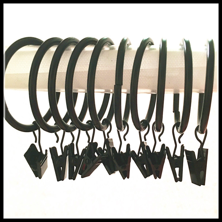 Cross-border sales of electrophoretic black curtain clips, pure black Roman rod rings, black curtain accessory hooks Specification drawing