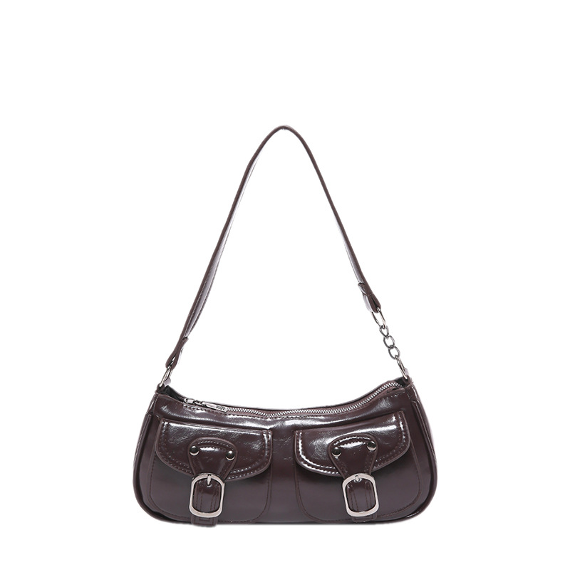 The 2024 new style of stylish commuting underarm baguette bag, a unique and cool motorcycle bag with a niche feel, is a single-shoulder crossbody bag Item Picture