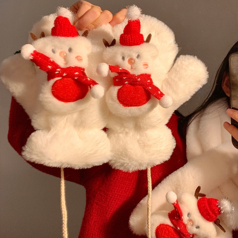 Cute Christmas snowman scarf, winter warm and fluffy scarf, cycling windproof neck warm and cold-proof neck cover Item Picture
