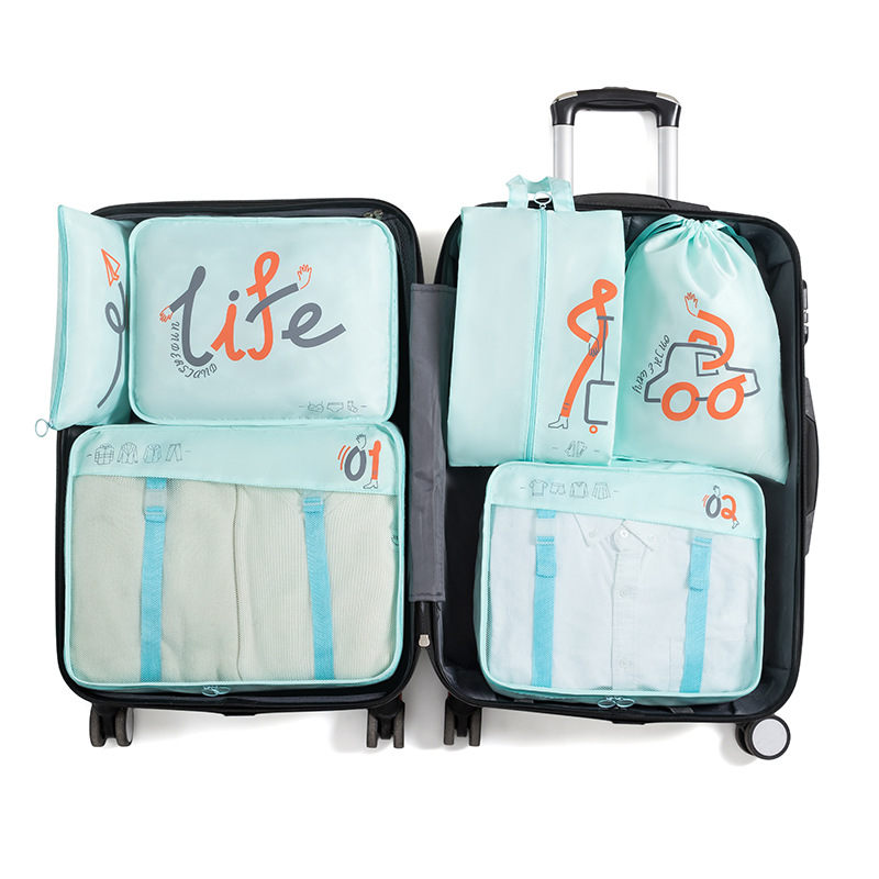 Fashion clothing compartments storage six-piece set, underwear and socks compartments storage bag, travel six-piece storage set Application Scenario