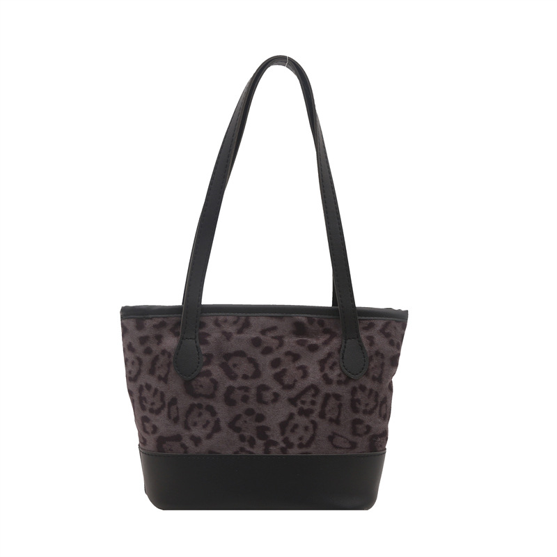 New fashionable single-shoulder bag, cross-border leopard print bag, women's winter Korean style simple crossbody bag, commuting bucket bag for women Item Picture