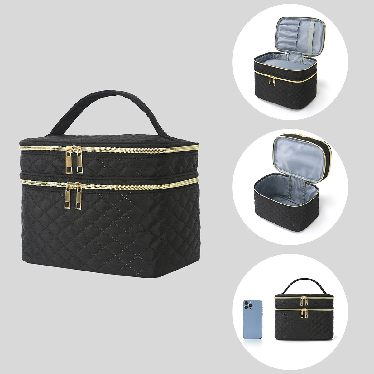 Cross-border double-layer makeup bag with high and large capacity to enhance appearance level, toiletry bag, travel portable makeup storage bag full figure