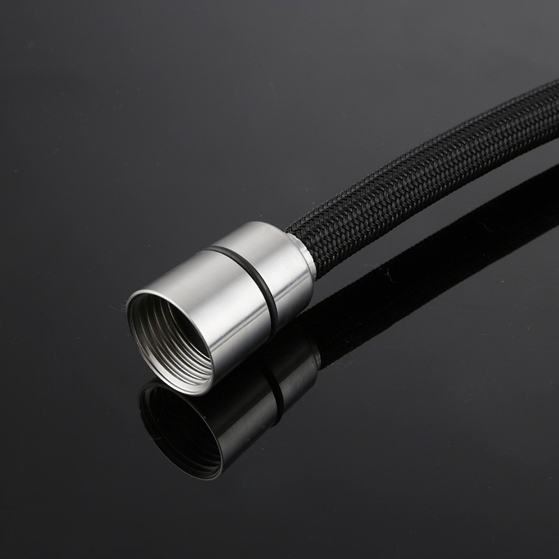 Factory direct sales of 1.5-meter black nylon filament braided faucet pull-out pipe 15×1 pull-out hose details Picture