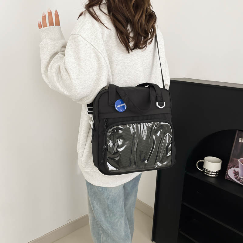 Korean-style fashionable large-capacity handbag, versatile for daily use, transparent and visible, single-shoulder underarm bag for shopping, and commuting bag details Picture