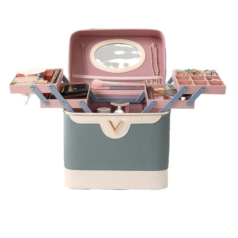 Factory-customized large-capacity makeup bags for women, portable cosmetics and jewelry storage bags, multi-functional and simple hand-held makeup Item Picture