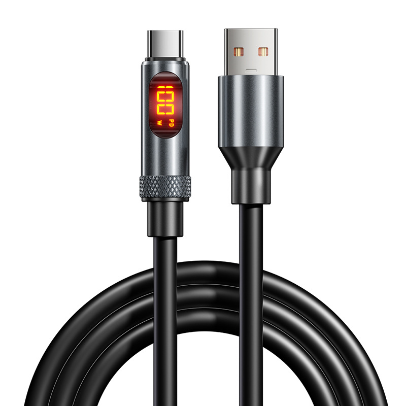 240W super fast charging intelligent digital display 6A car data cable for foreign trade, dual TC compatible with Apple 16/15 charging cable Item Picture